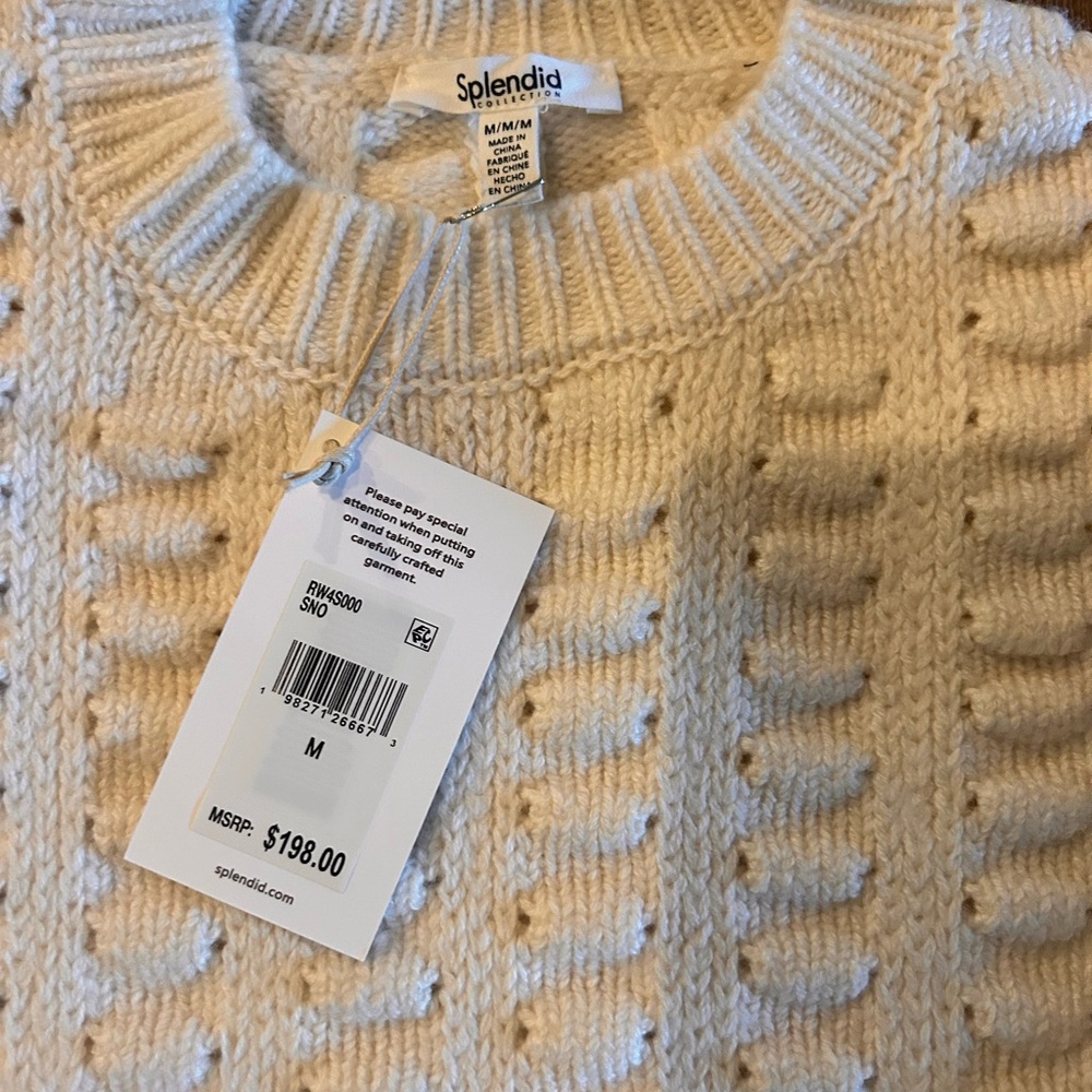 NWT Splendid Women's Textured Cream Sweater - Picture 3 of 4